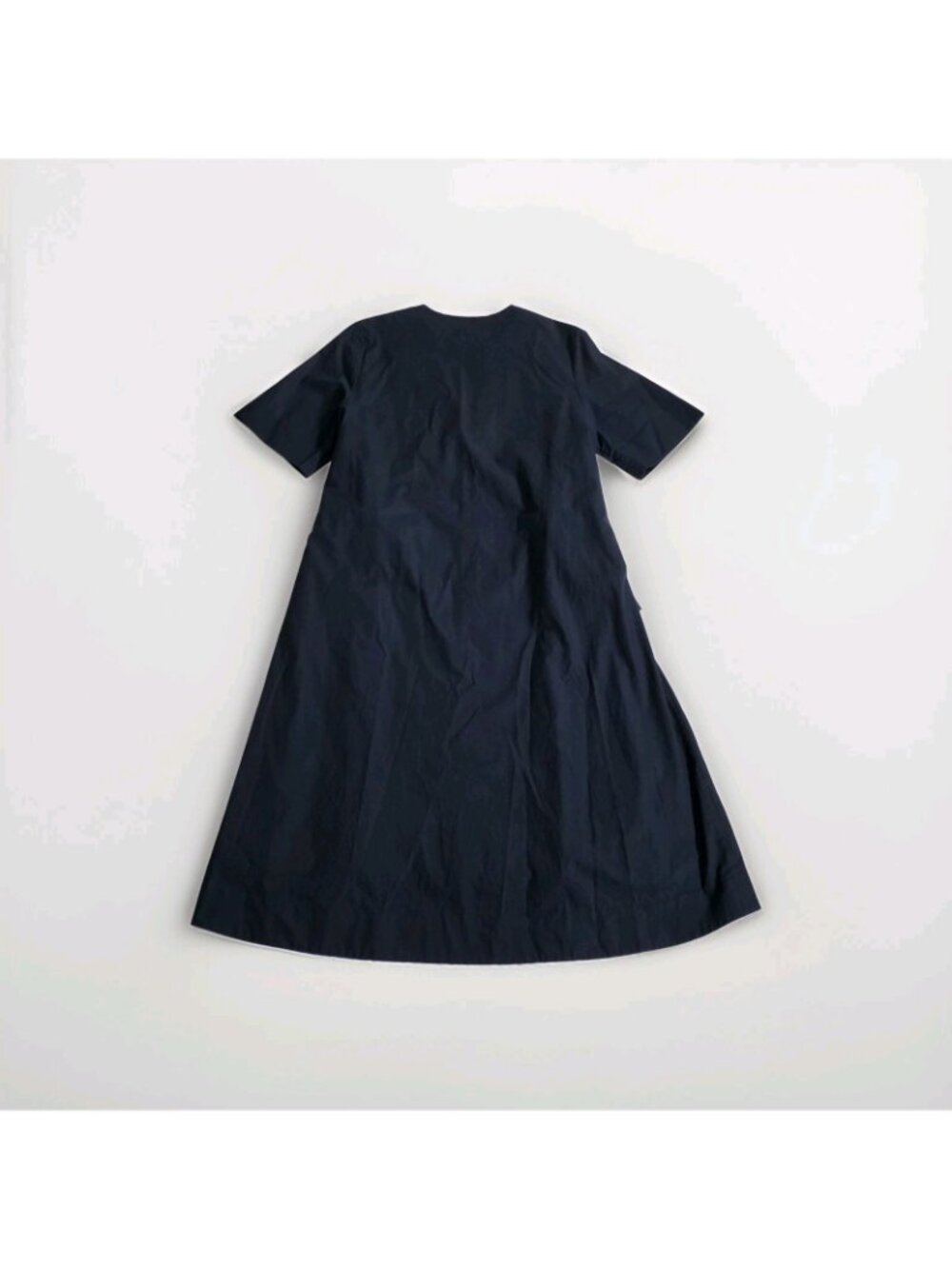 COS Poplin Cotton Dress Women 4 Navy V Neck SS Side Ties High Low Hem Minimalist - Picture 14 of 16
